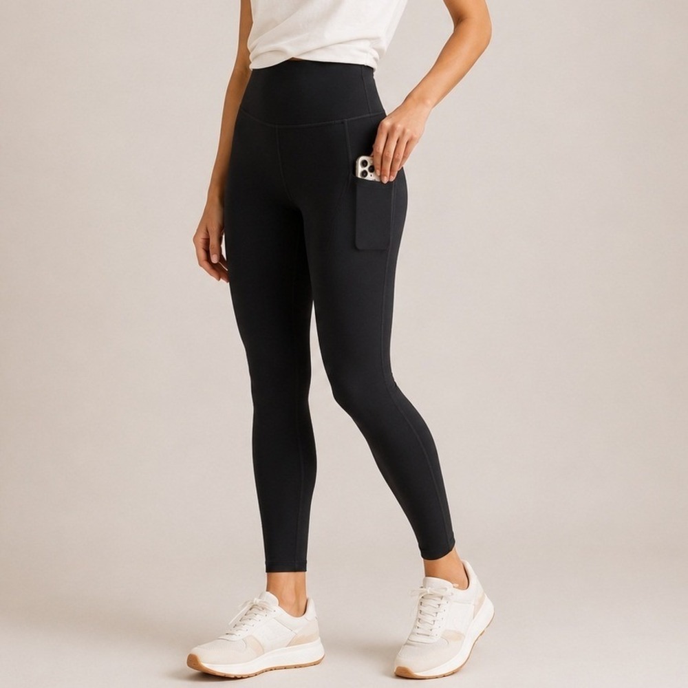 Quince Power Up High Rise Training Pocket Legging Gym HIIT Stretch Black S NWT